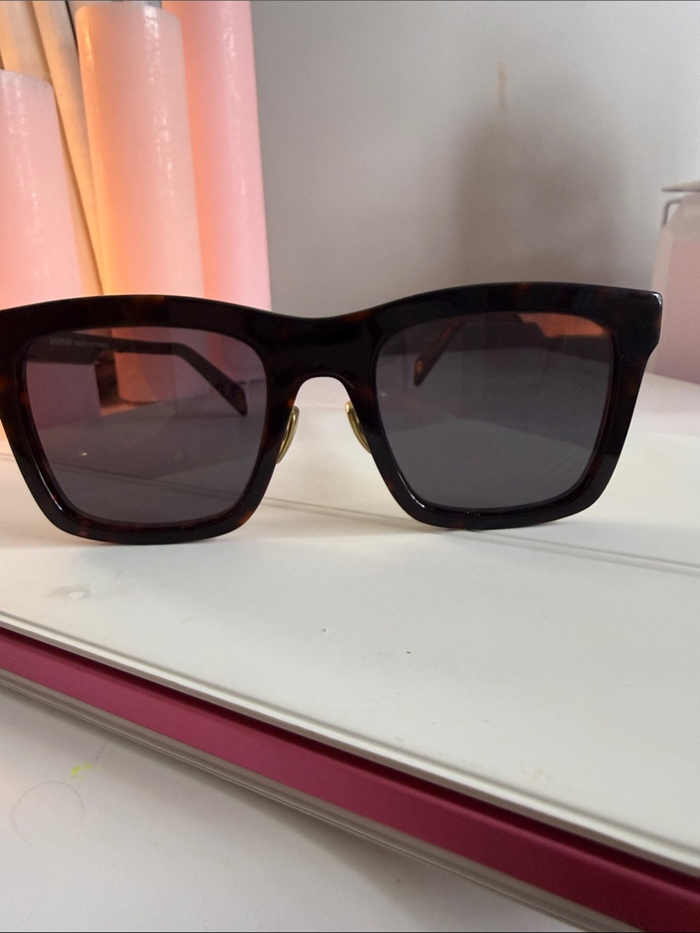 Balmain Black Frame with Gold Temples Men's Sunglasses